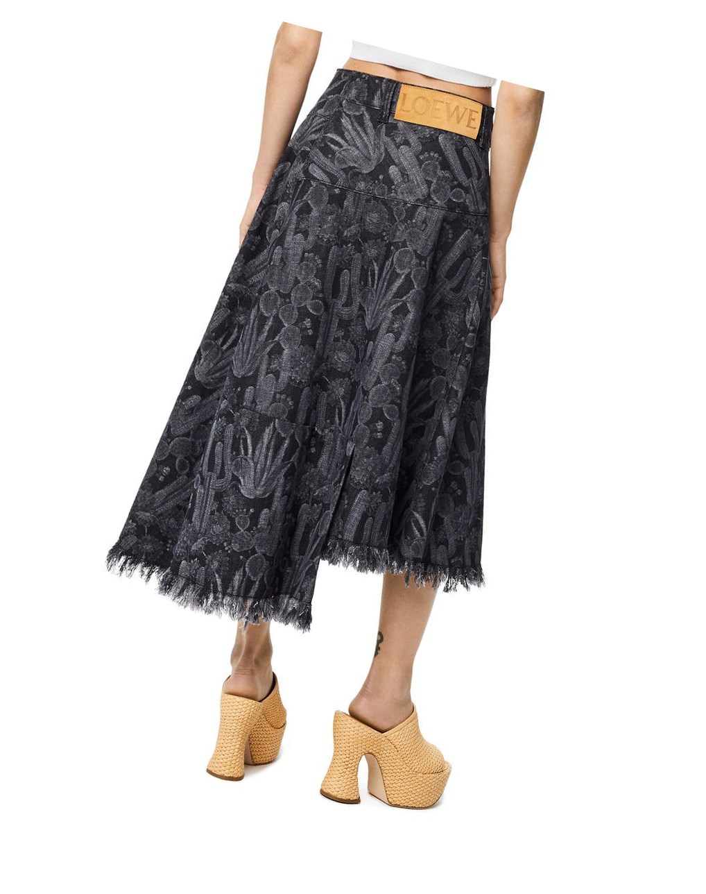 Loewe Cactus skirt in denim Noir Blanche | 0316FOWBM