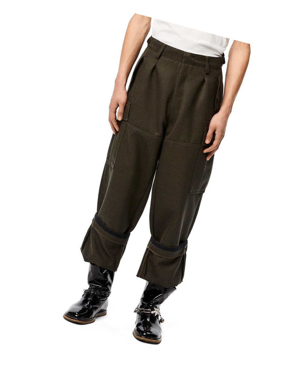 Loewe Cargo trousers in wool Kaki Vert | 2457ZBKHO