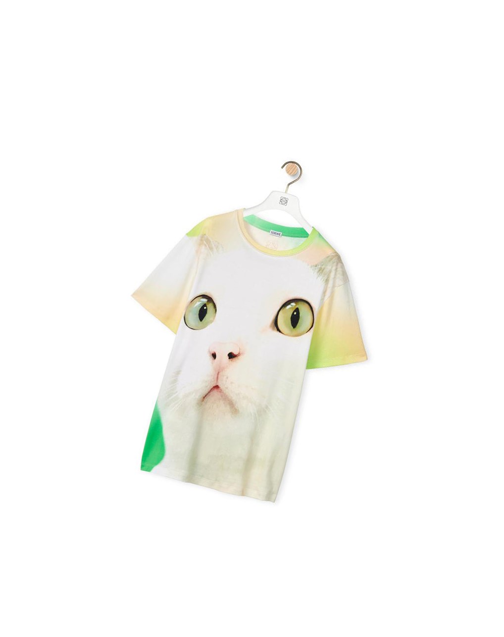 Loewe Cat all-over print T-shirt in cotton Blanche Multicolore | 2617HGNIT