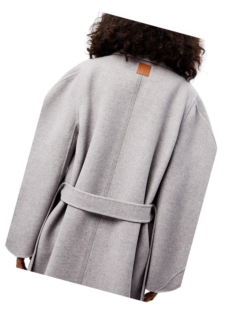 Loewe Circular sleeve belted coat in wool and cashmere Grise | 0587VOYUH