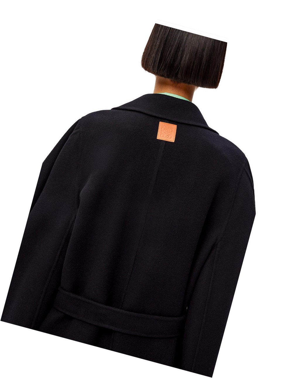 Loewe Circular sleeve belted coat in wool and cashmere Noir | 2613EZKQF