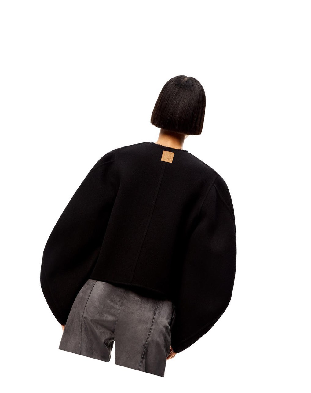 Loewe Circular sleeve button jacket in wool and cashmere Noir | 9067KQAMG