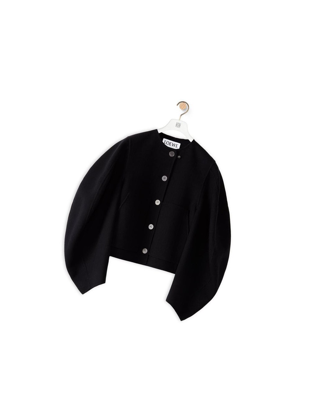 Loewe Circular sleeve button jacket in wool and cashmere Noir | 9067KQAMG