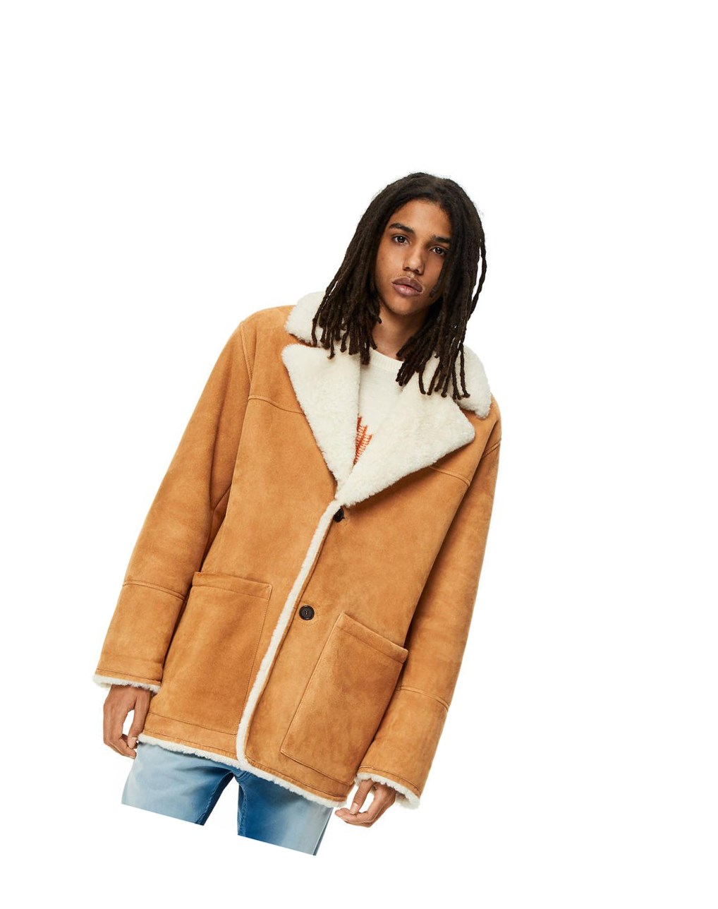 Loewe Coat in shearling Blanche | 0254DFHAS