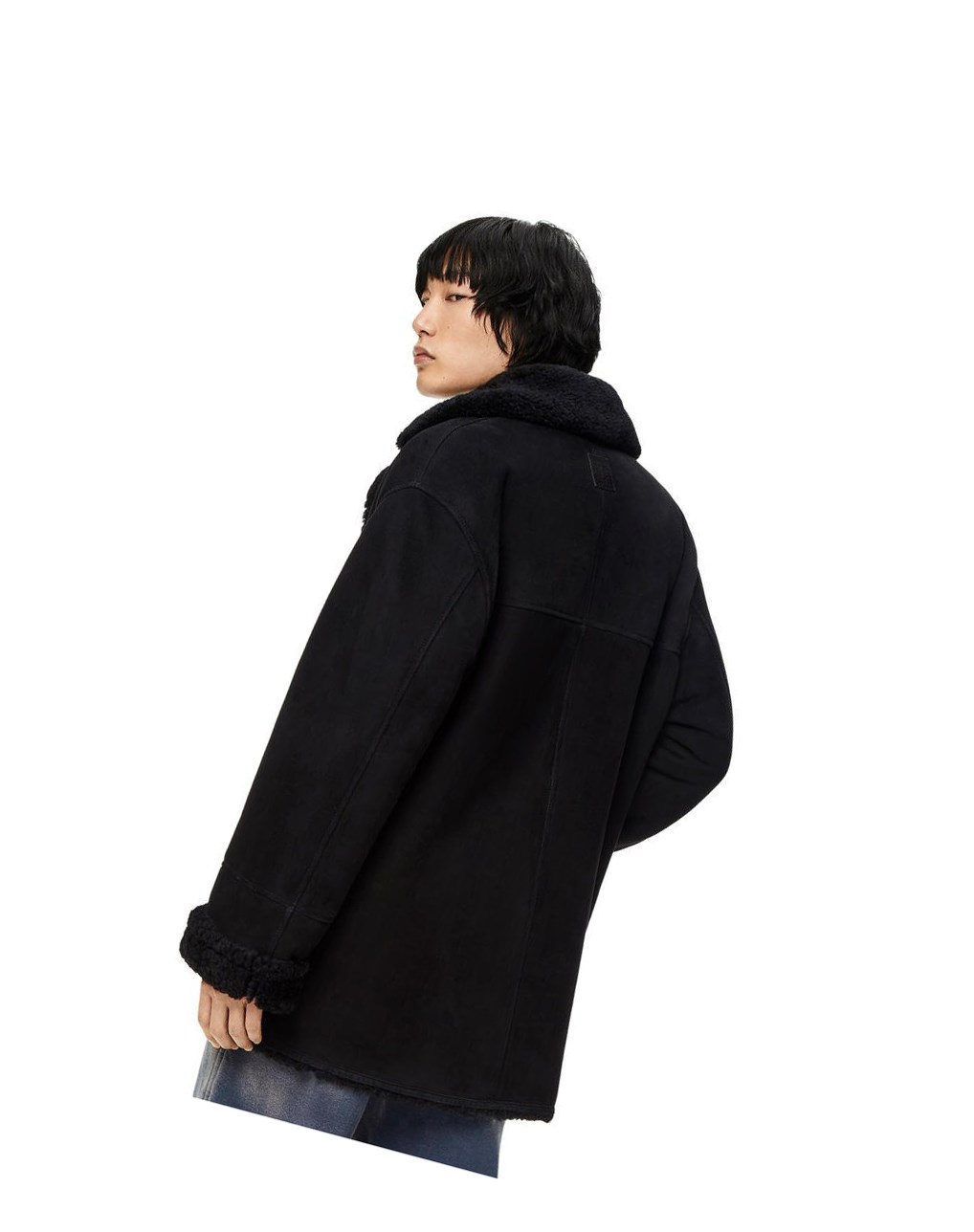 Loewe Coat in shearling Noir | 9058FNIJE