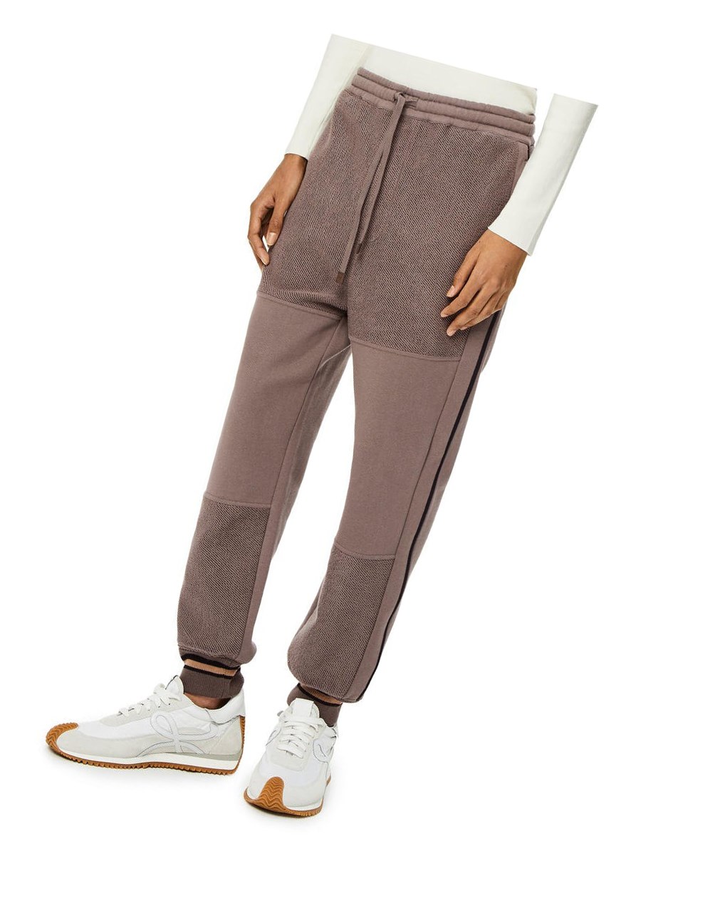 Loewe Contrasting rib jogging trousers in cotton Grise | 0215MLYPJ