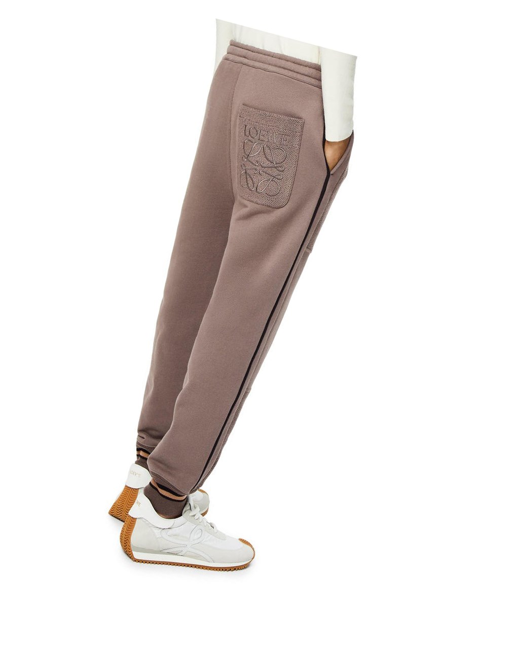 Loewe Contrasting rib jogging trousers in cotton Grise | 0215MLYPJ