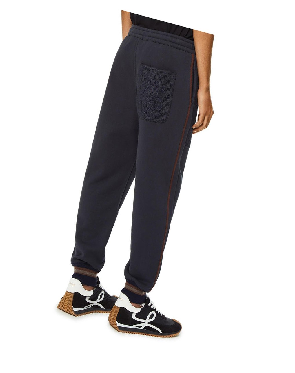 Loewe Contrasting rib jogging trousers in cotton Bleu Marine Foncé Bleu | 8021FXGSU