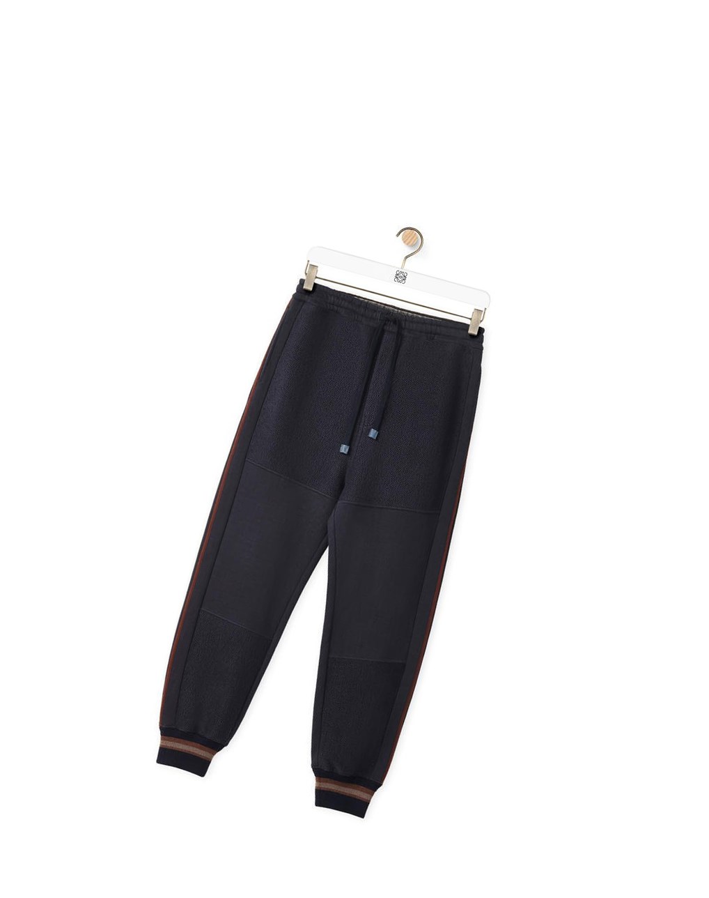 Loewe Contrasting rib jogging trousers in cotton Bleu Marine Foncé Bleu | 8021FXGSU