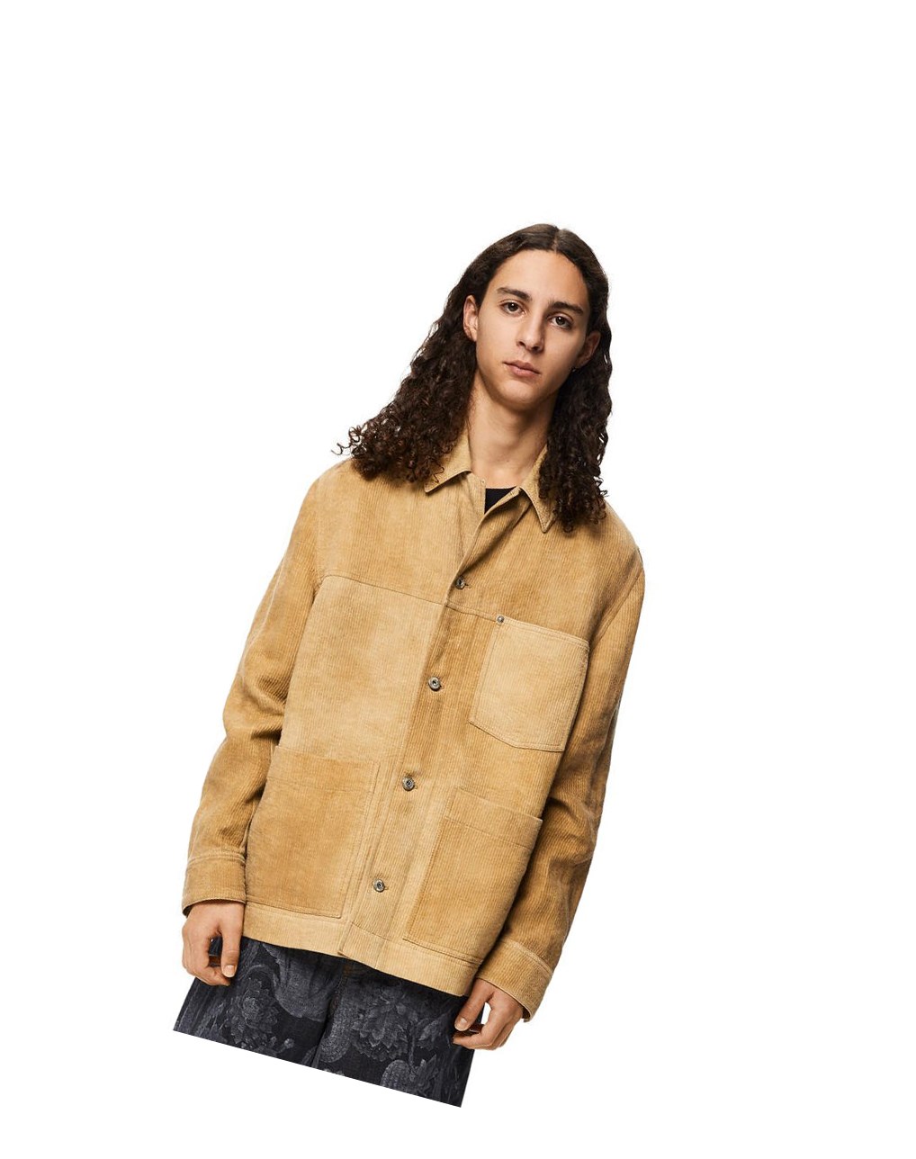 Loewe Corduroy workwear jacket in linen Beige | 9281MNGUA