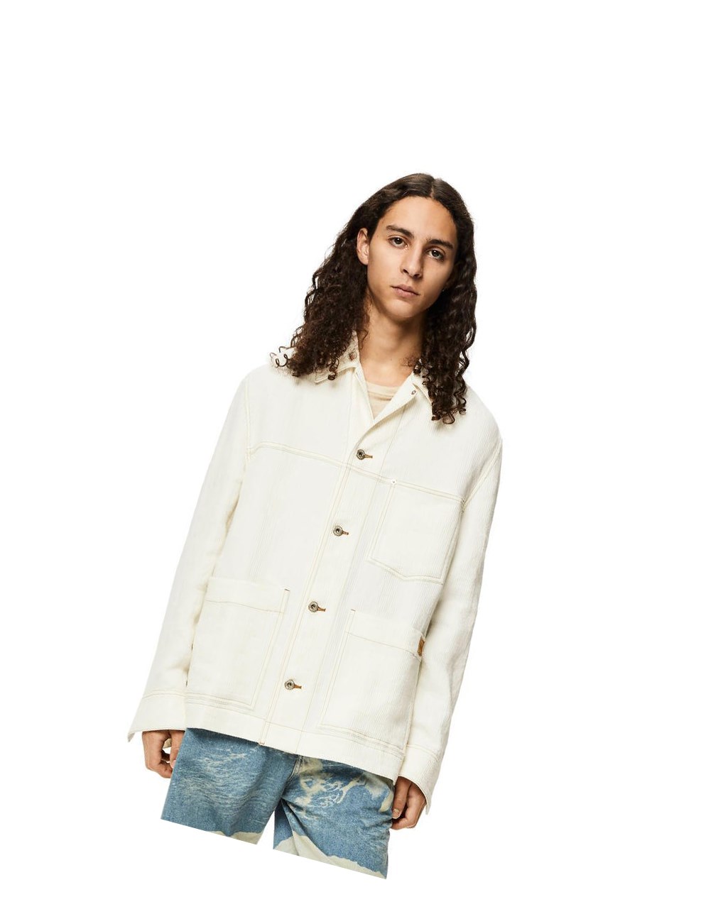 Loewe Corduroy workwear jacket in linen Ivory | 9540YKBLV