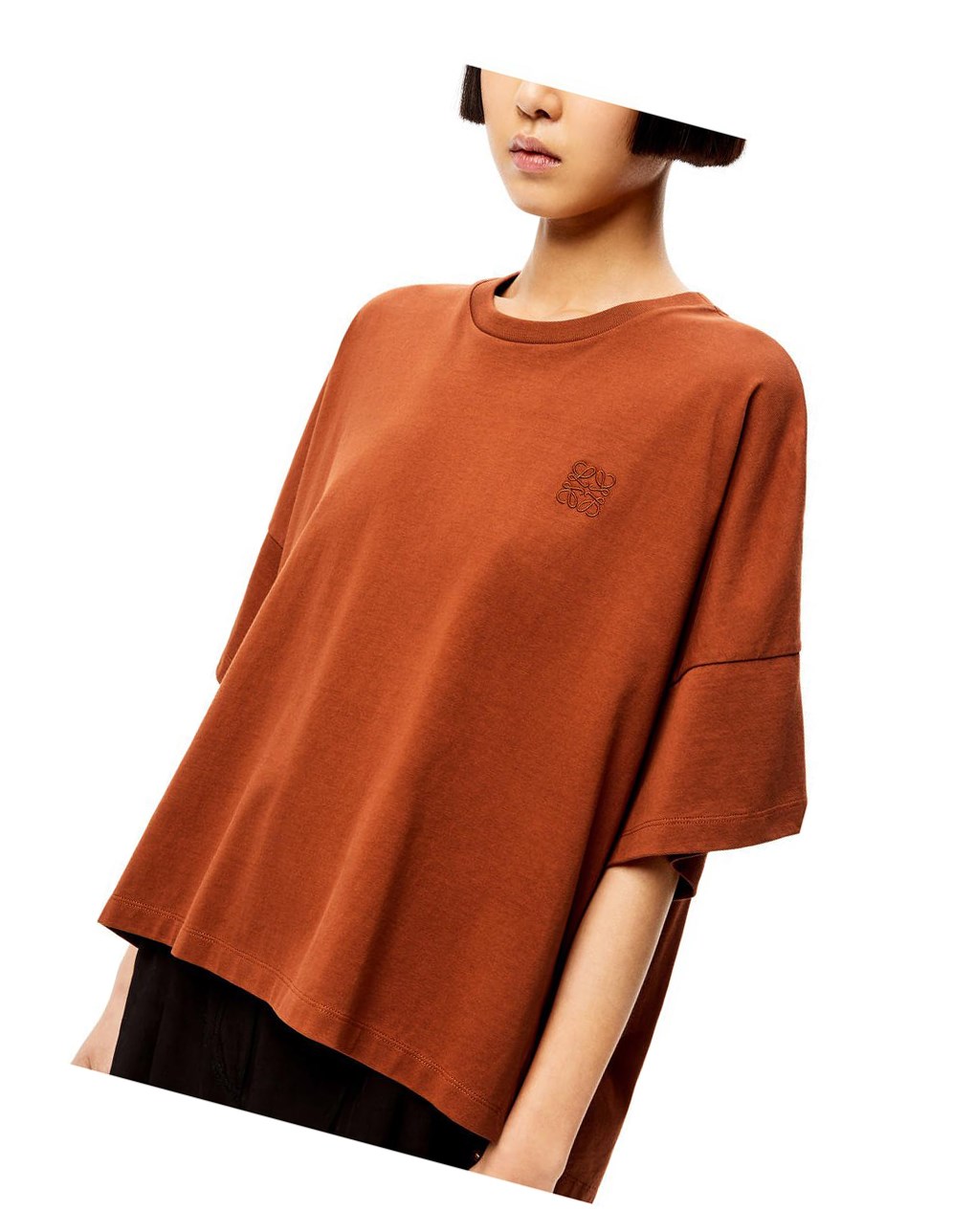 Loewe Corta oversize Anagram T-shirt in cotton Tan | 0328POYZQ