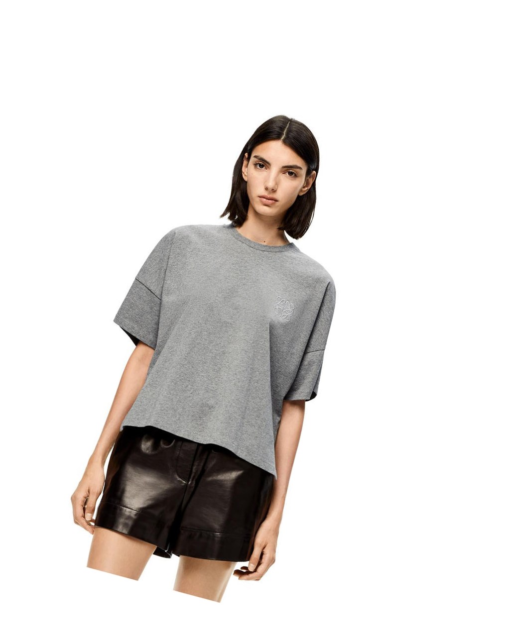 Loewe Corta oversize Anagram T-shirt in cotton Grise | 1765VTEUP