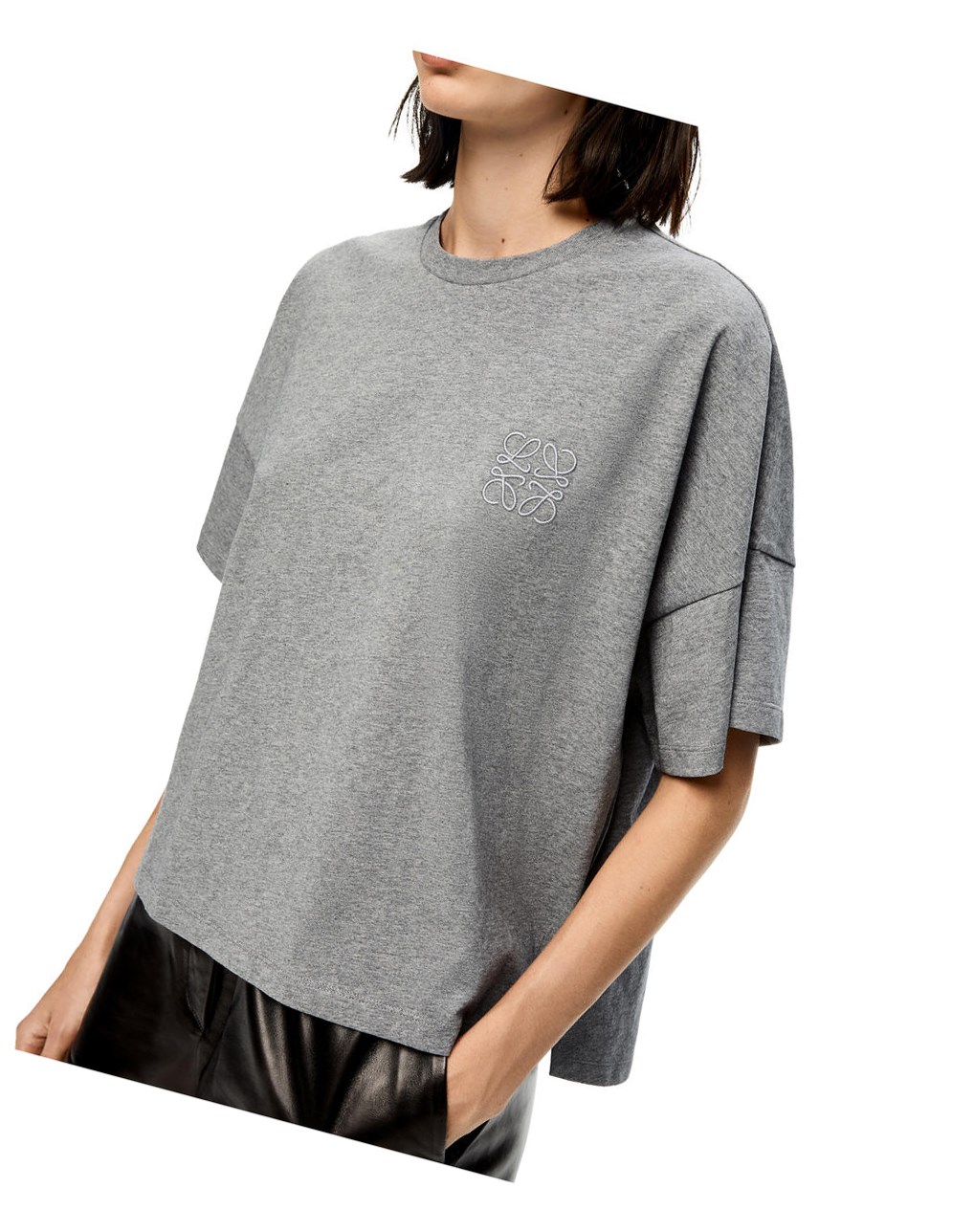 Loewe Corta oversize Anagram T-shirt in cotton Grise | 1765VTEUP