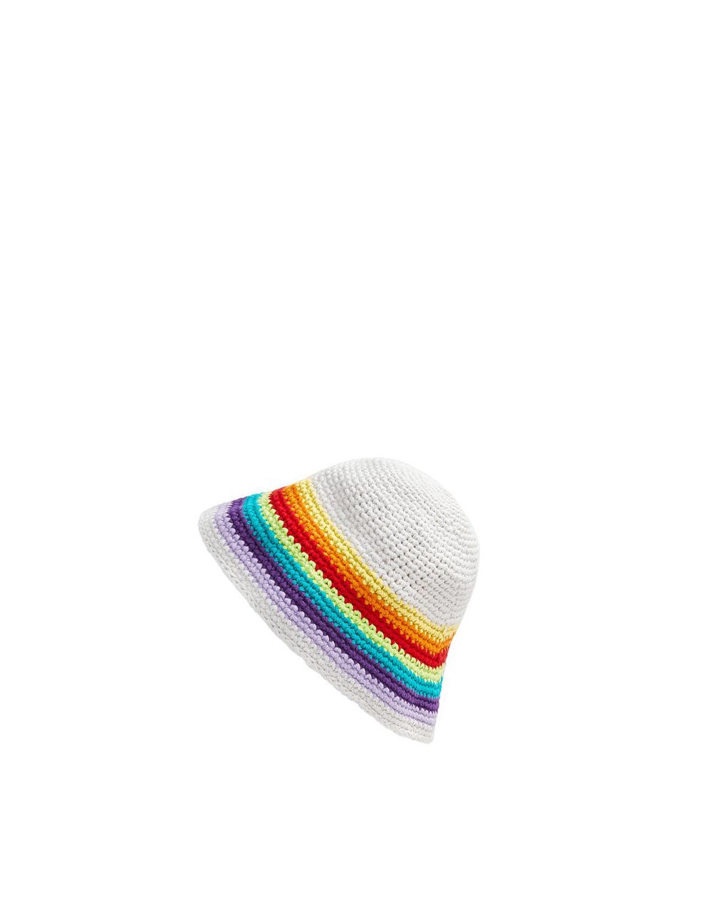 Loewe Crochet hat in cotton and calfskin Multicolore Blanche | 4213TWVDQ