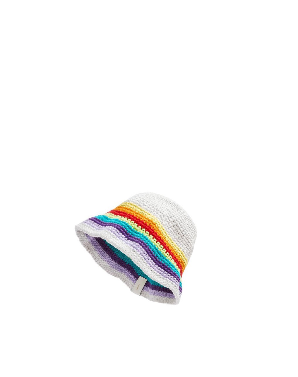 Loewe Crochet hat in cotton and calfskin Multicolore Blanche | 4213TWVDQ