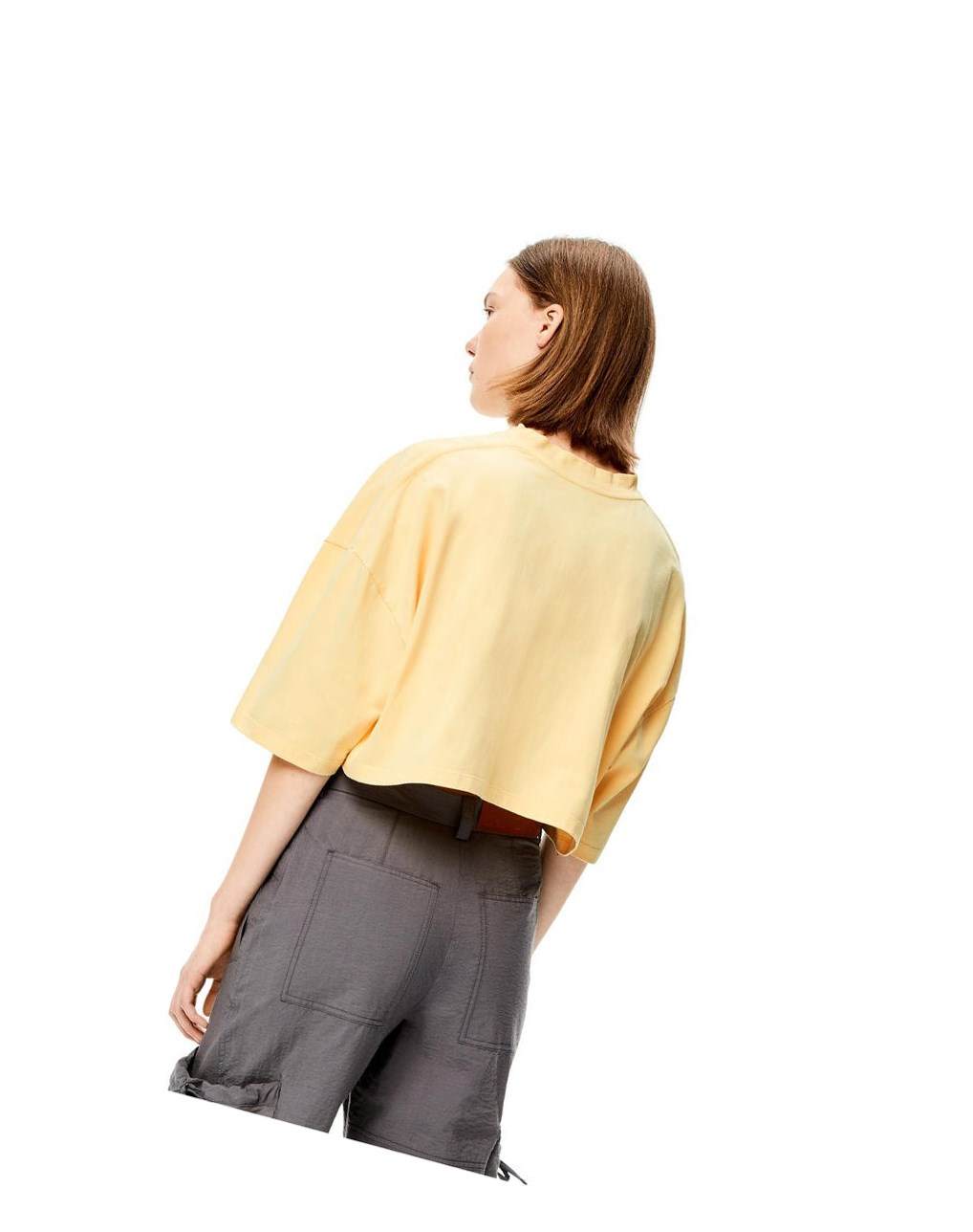 Loewe Cropped Anagram T-shirt in cotton Jaune Clair | 6239UBZDR