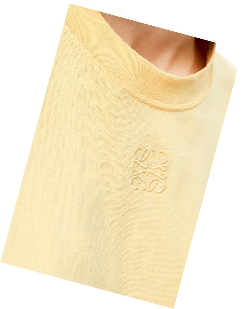 Loewe Cropped Anagram T-shirt in cotton Jaune Clair | 6239UBZDR