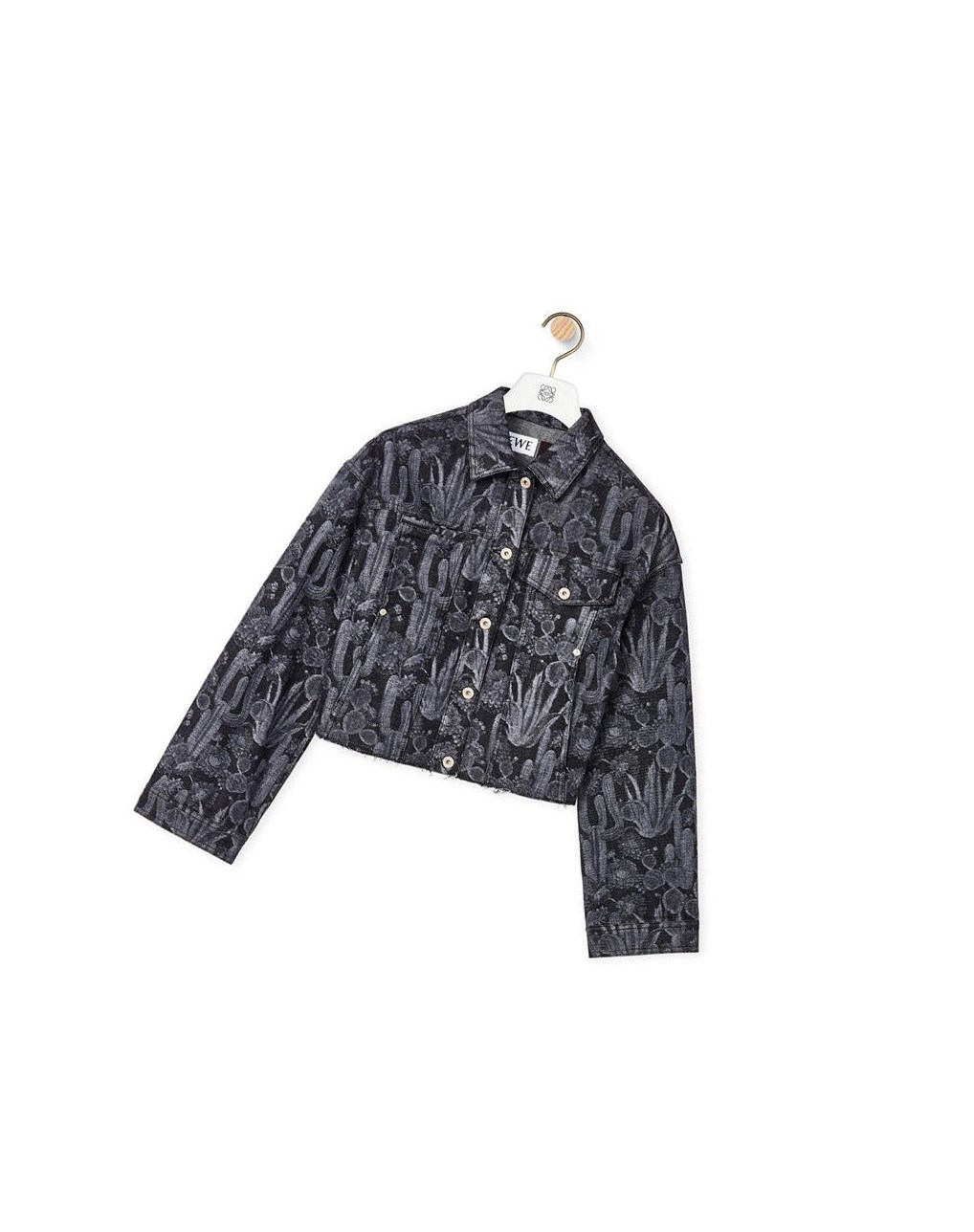 Loewe Cropped cactus jacket in denim Noir Blanche | 5734JKBQT