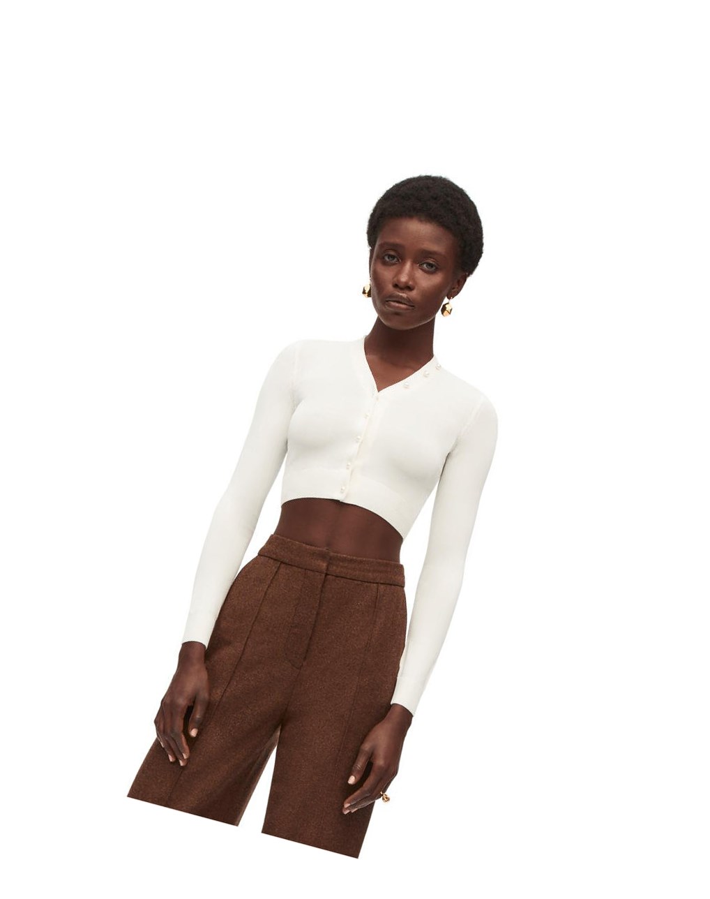 Loewe Cropped cardigan in viscose Blanche | 6812SAXZC