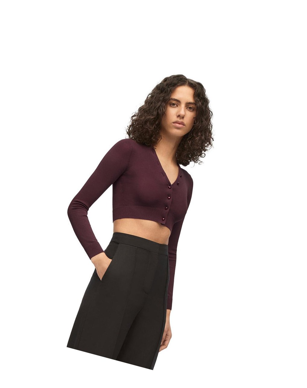 Loewe Cropped cardigan in viscose Bordeaux | 2498EIPST