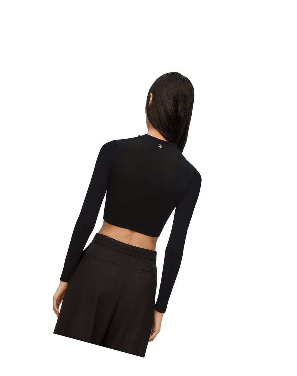 Loewe Cropped cardigan in viscose Noir | 5039RCTKG