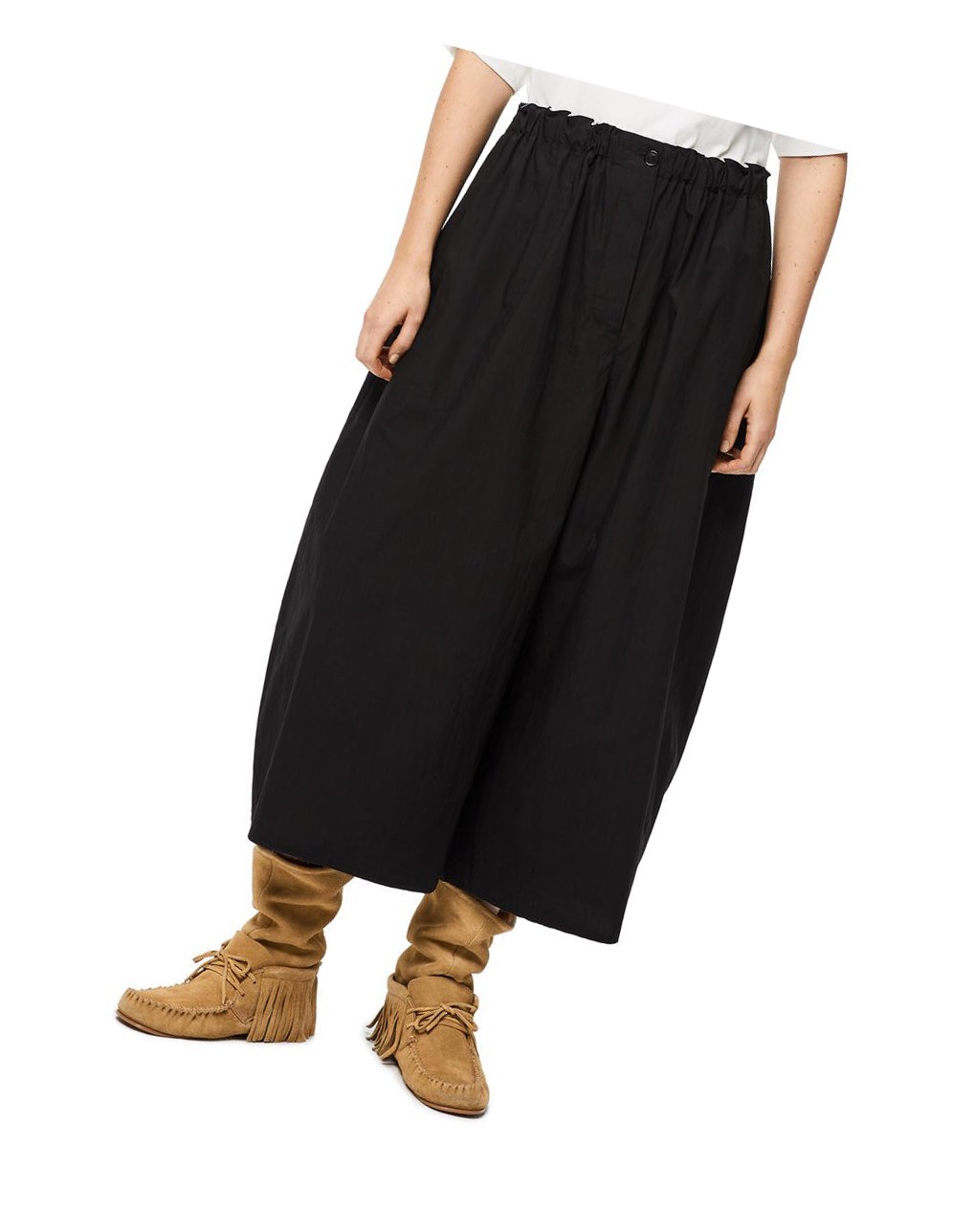 Loewe Cropped elasticated trousers in cotton Noir | 1275DJEOC