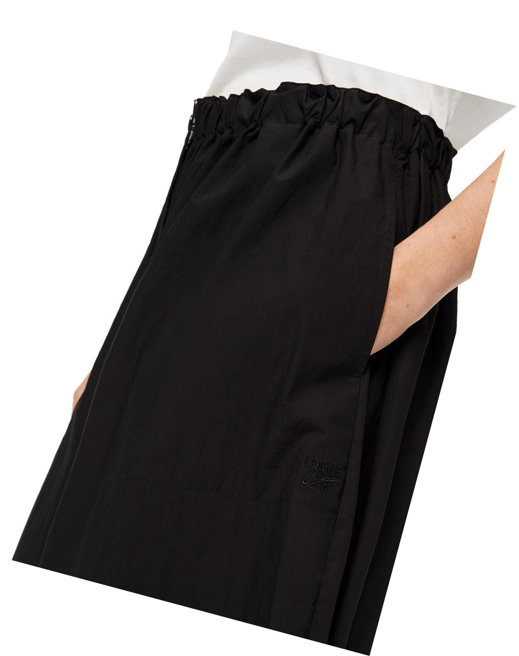 Loewe Cropped elasticated trousers in cotton Noir | 1275DJEOC