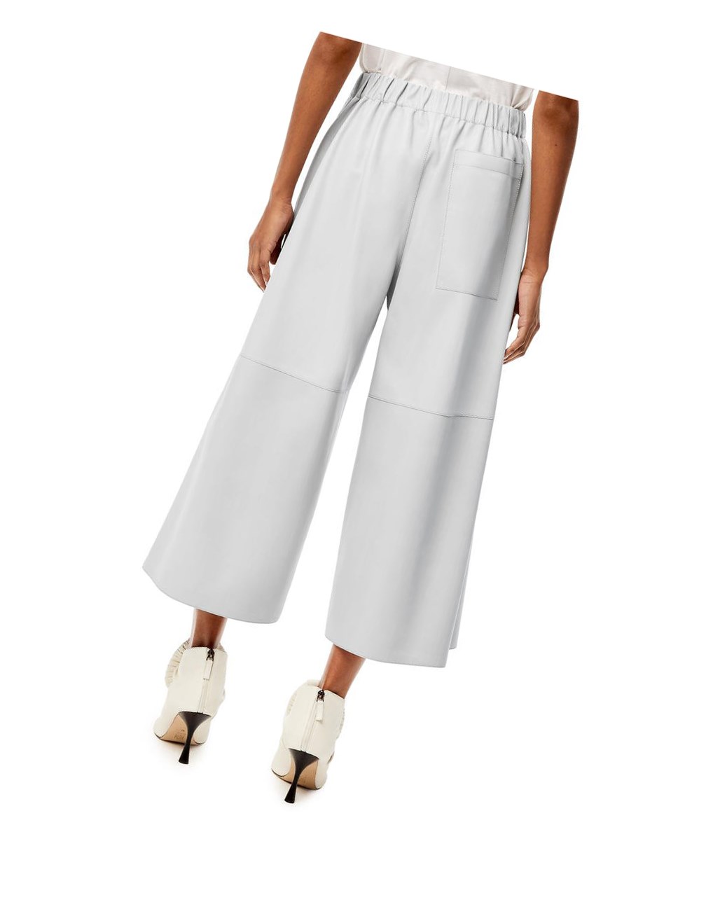 Loewe Cropped elasticated trousers in nappa Grise Clair | 0574UAMCQ