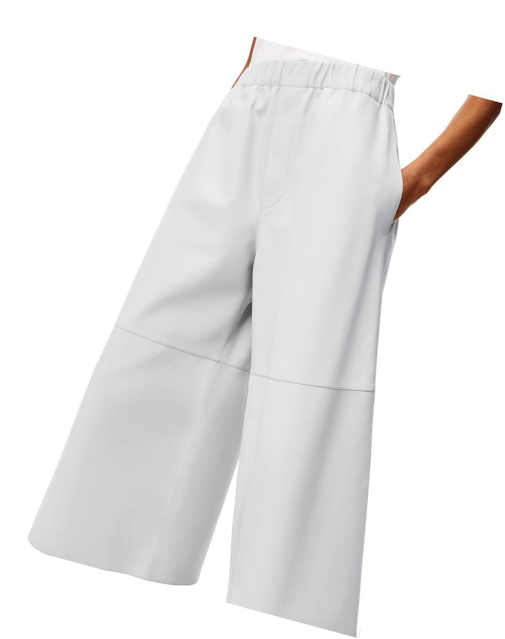 Loewe Cropped elasticated trousers in nappa Grise Clair | 0574UAMCQ