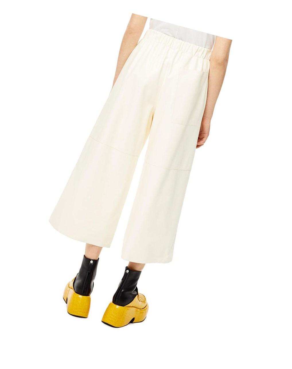 Loewe Cropped elasticated trousers in nappa Blanche | 3860ZCKQS