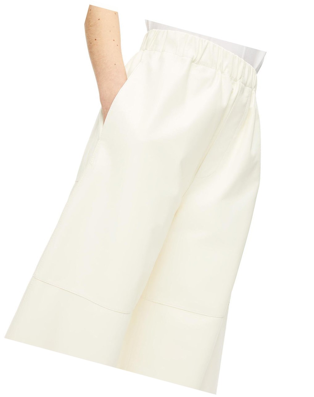 Loewe Cropped elasticated trousers in nappa Blanche | 3860ZCKQS