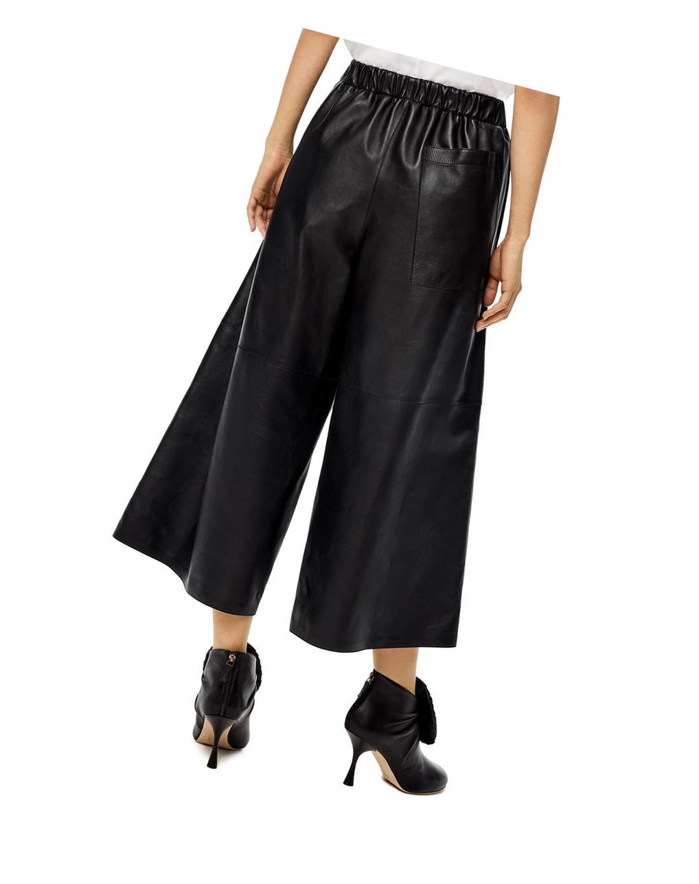 Loewe Cropped elasticated trousers in nappa Noir | 7419FNLHP