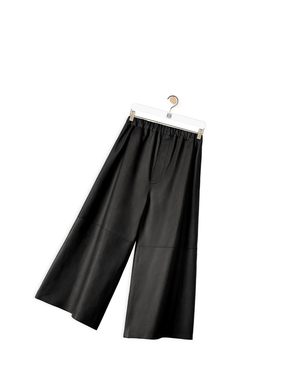 Loewe Cropped elasticated trousers in nappa Noir | 7419FNLHP