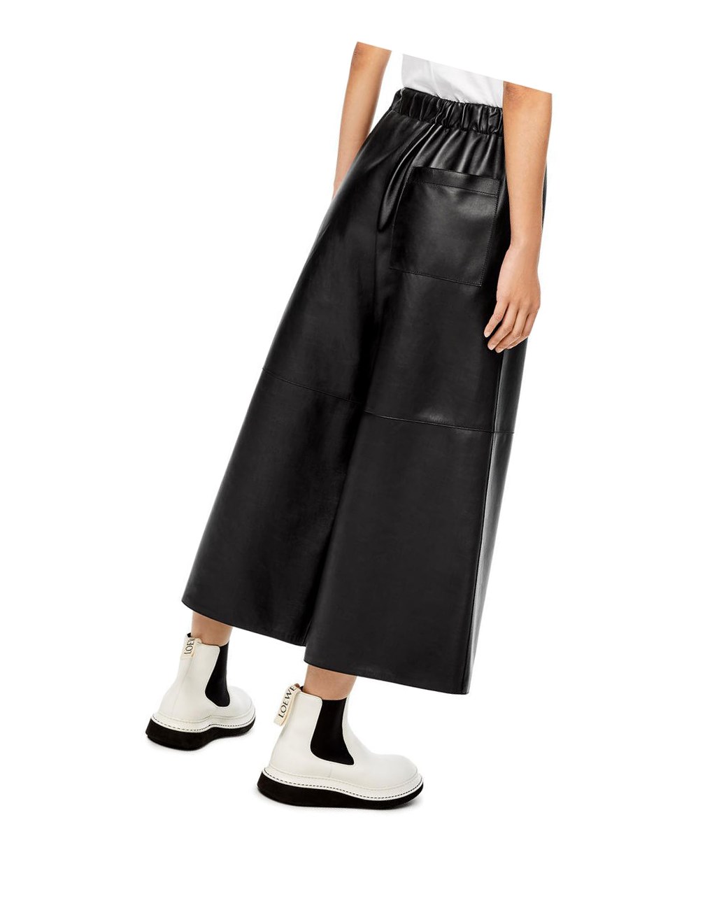 Loewe Cropped elasticated trousers in nappa Noir | 9178WSZNK