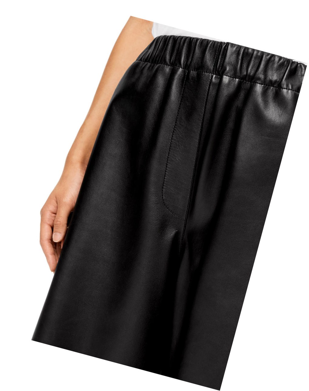 Loewe Cropped elasticated trousers in nappa Noir | 9178WSZNK