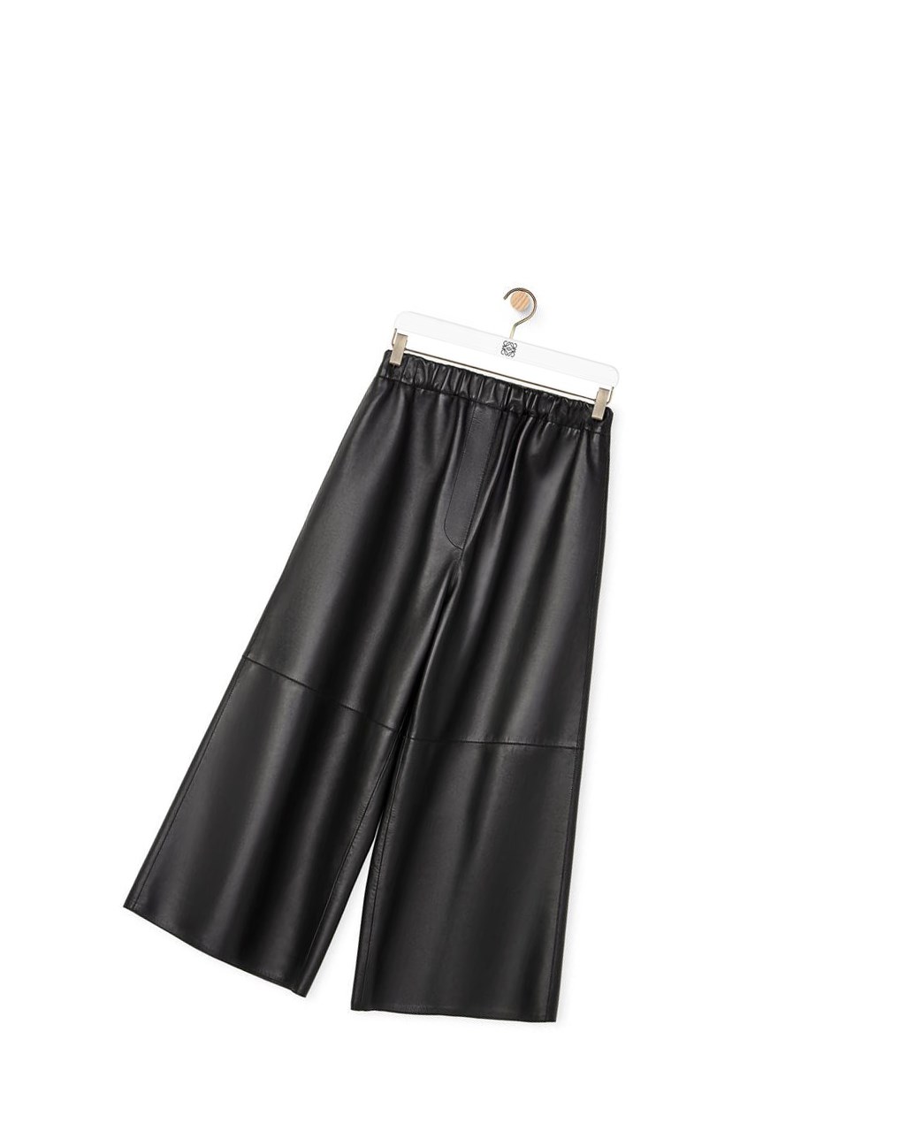 Loewe Cropped elasticated trousers in nappa Noir | 9178WSZNK