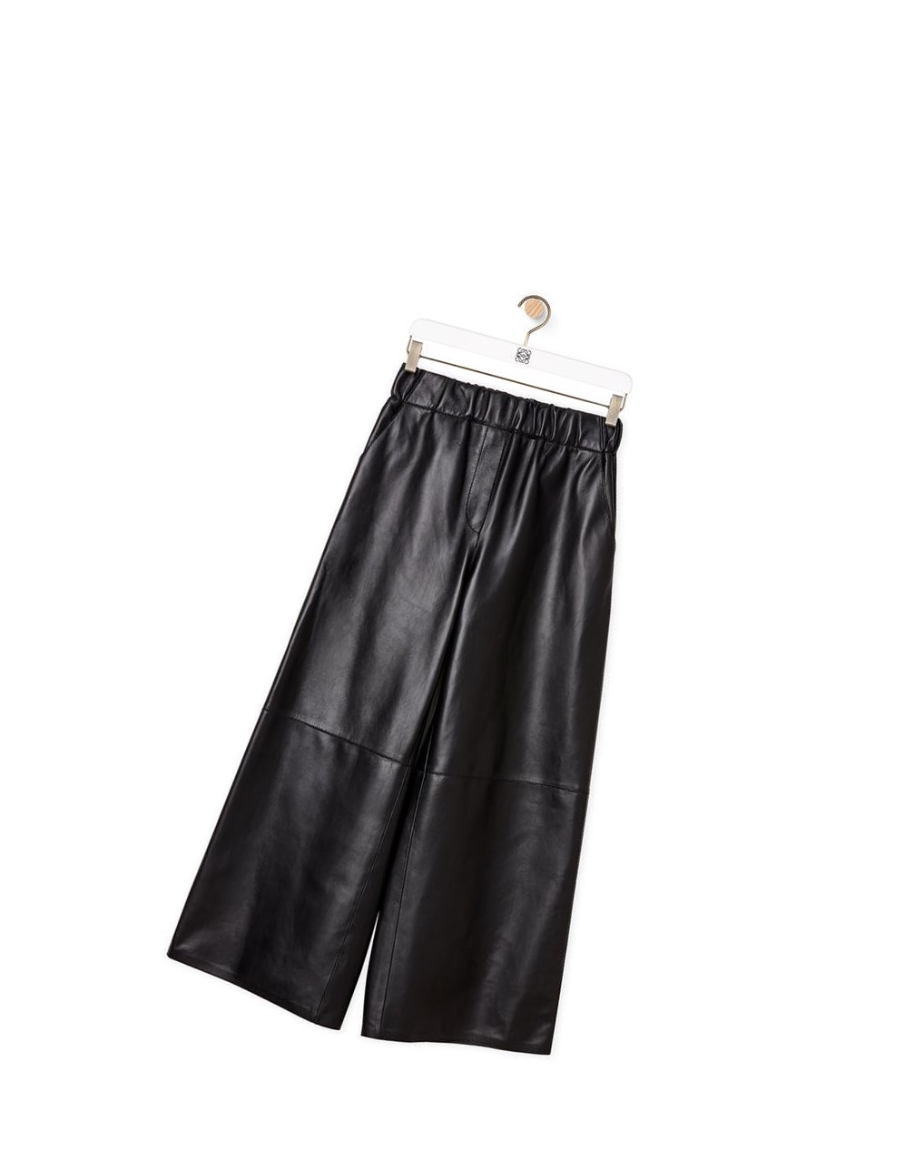 Loewe Cropped elasticated waist trousers in nappa Noir | 9530COKPB