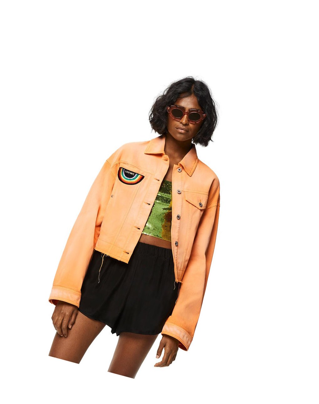 Loewe Cropped jacket in denim Mandarin | 5320CBYKZ