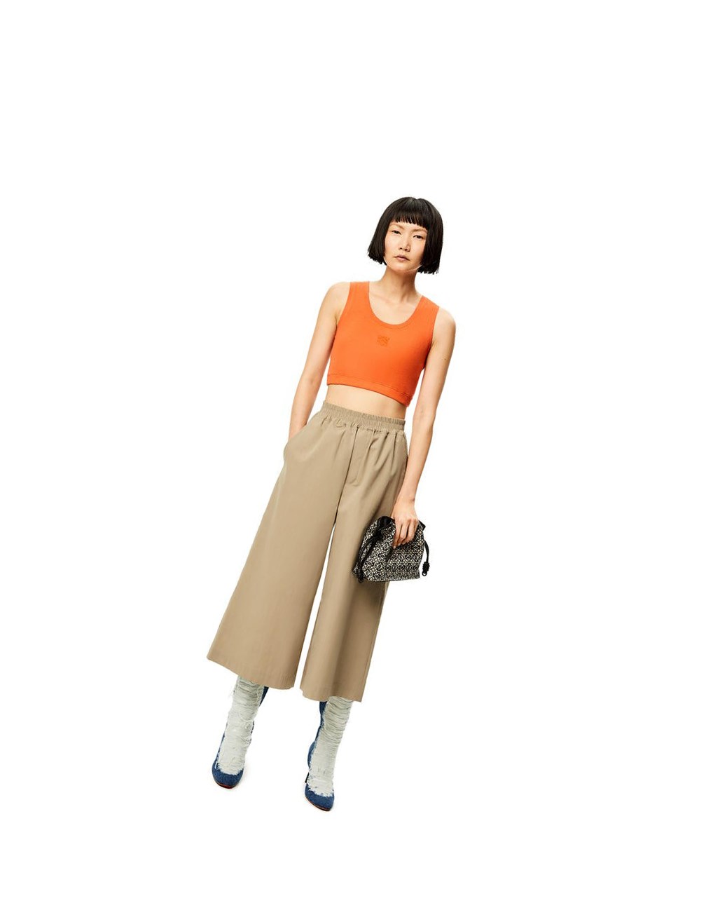 Loewe Cropped trousers in cotton Sandstone | 6540OMEWN