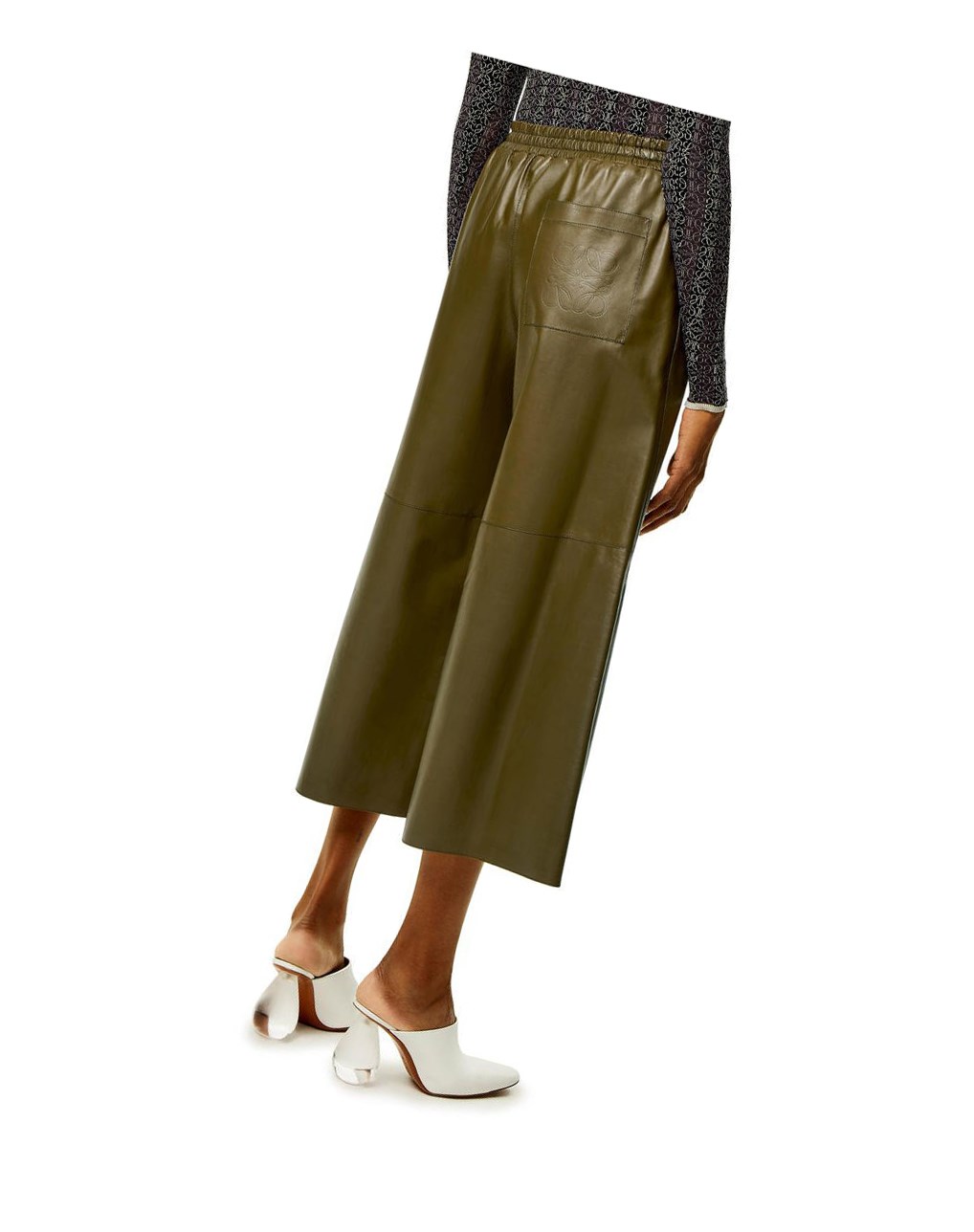 Loewe Cropped trousers in nappa Kaki Foncé Vert | 6892UDCIG