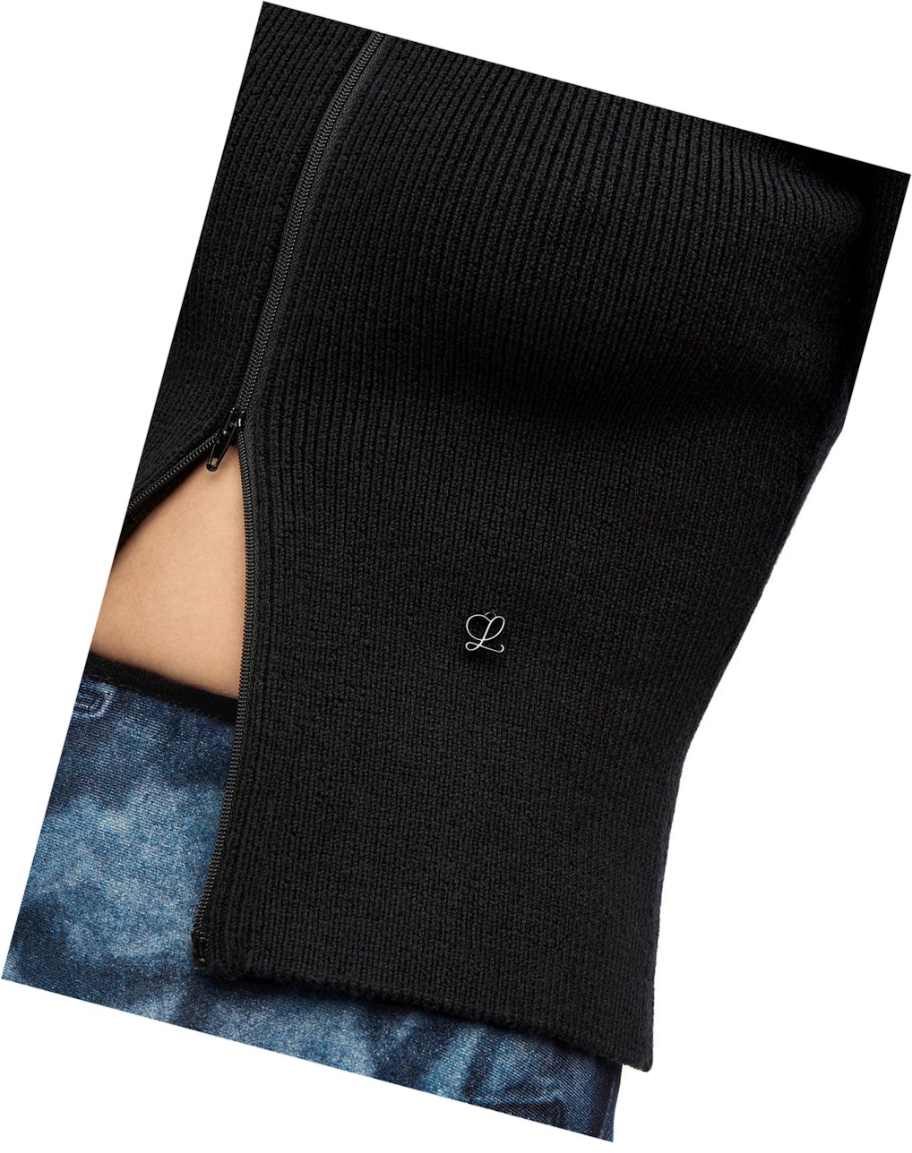 Loewe Cropped zip up sweater in wool Noir | 2947FDPYR