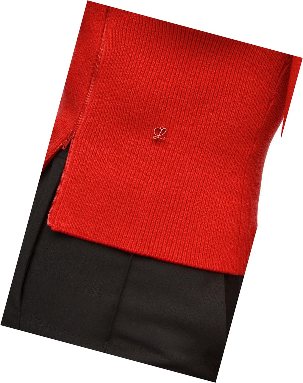 Loewe Cropped zip up sweater in wool Vermillion | 1802PNQXM