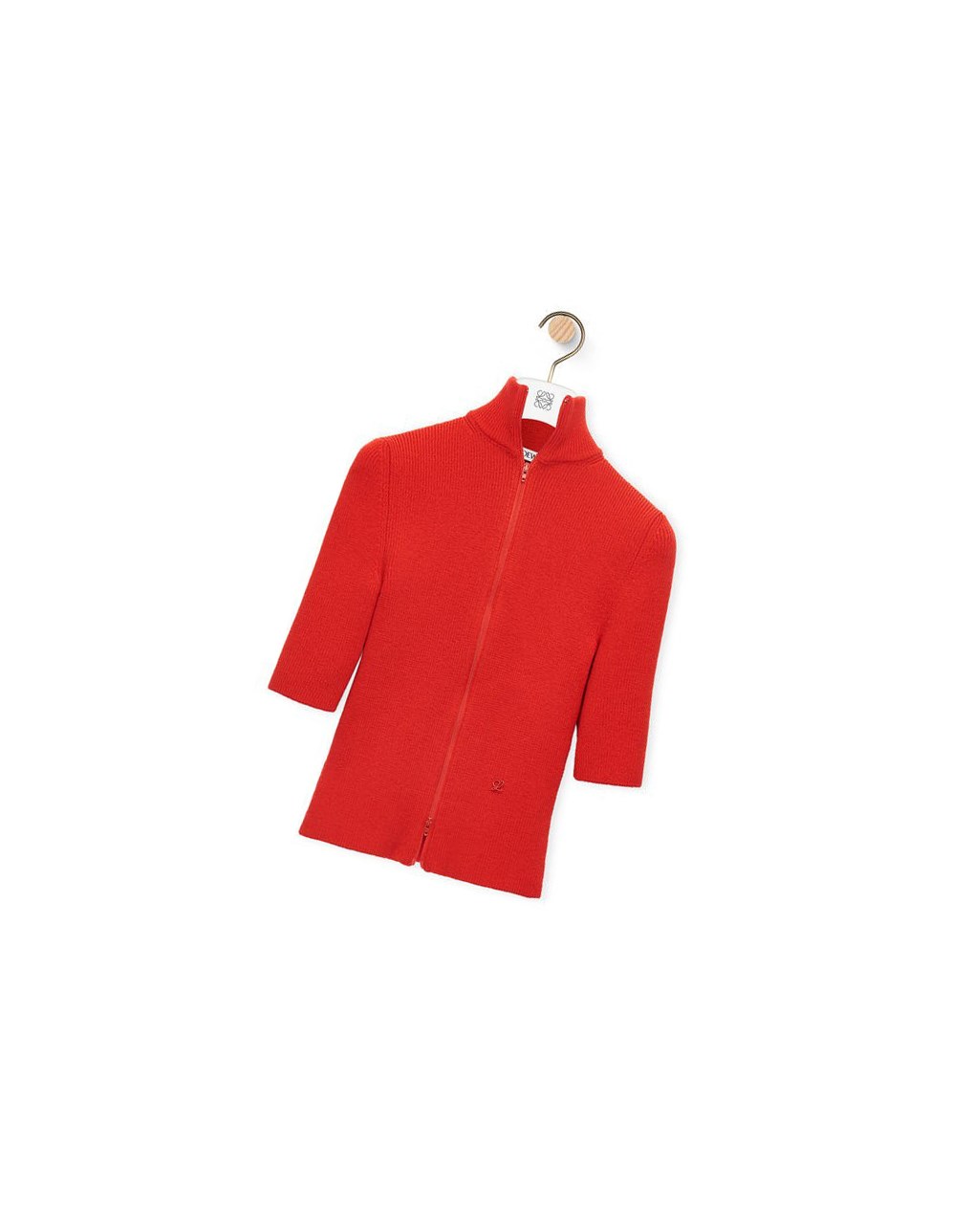 Loewe Cropped zip up sweater in wool Vermillion | 1802PNQXM