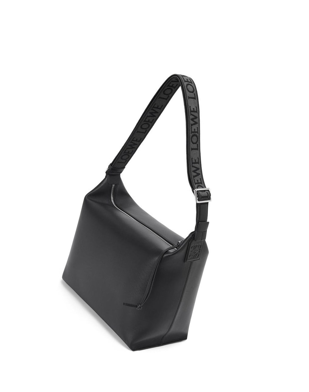 Loewe Cubi Crossbody bag in supple smooth calfskin and jacquard Noir | 0657AOFCB