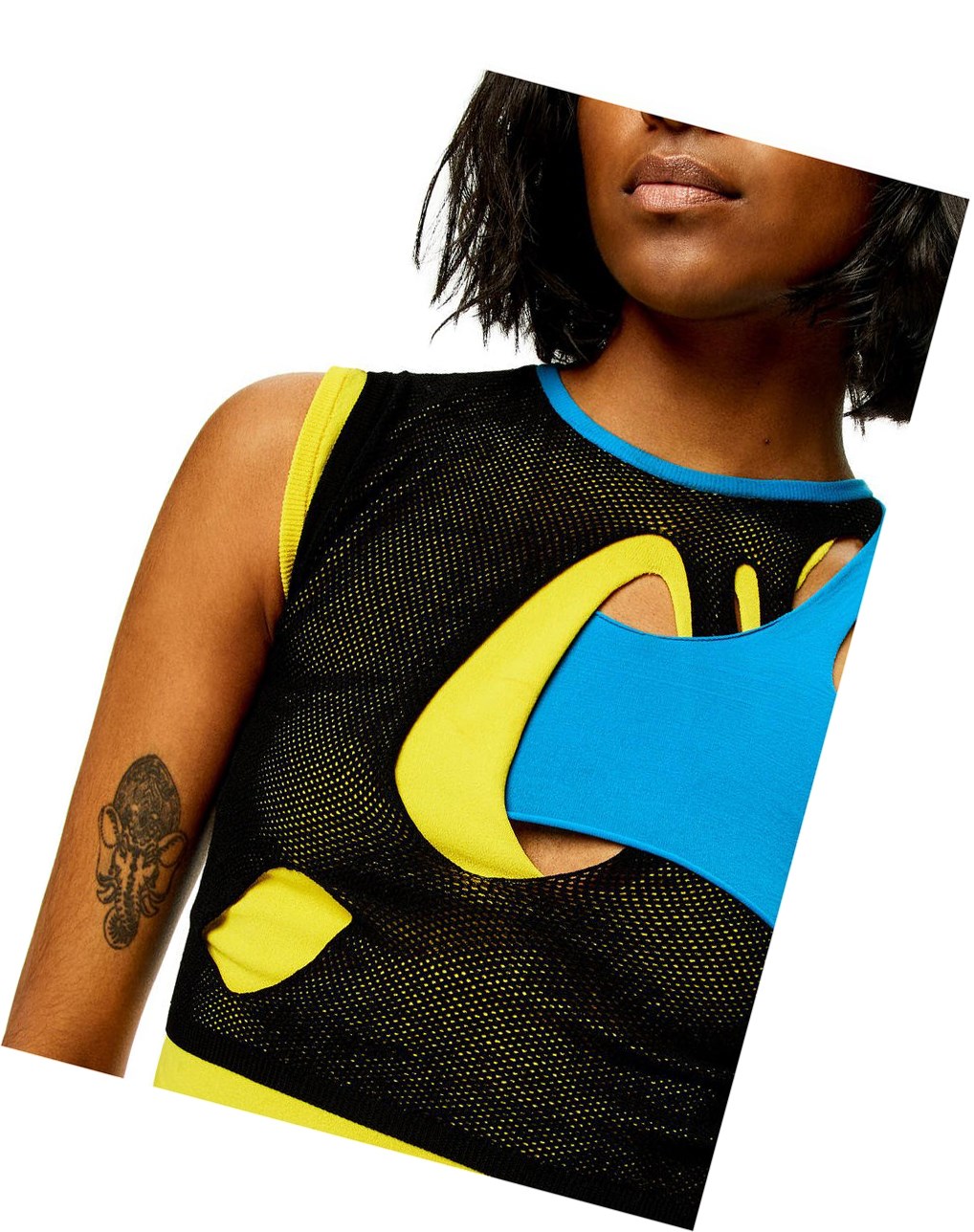 Loewe Cut-out top in viscose Noir Bleu Jaune | 0194CFQVI