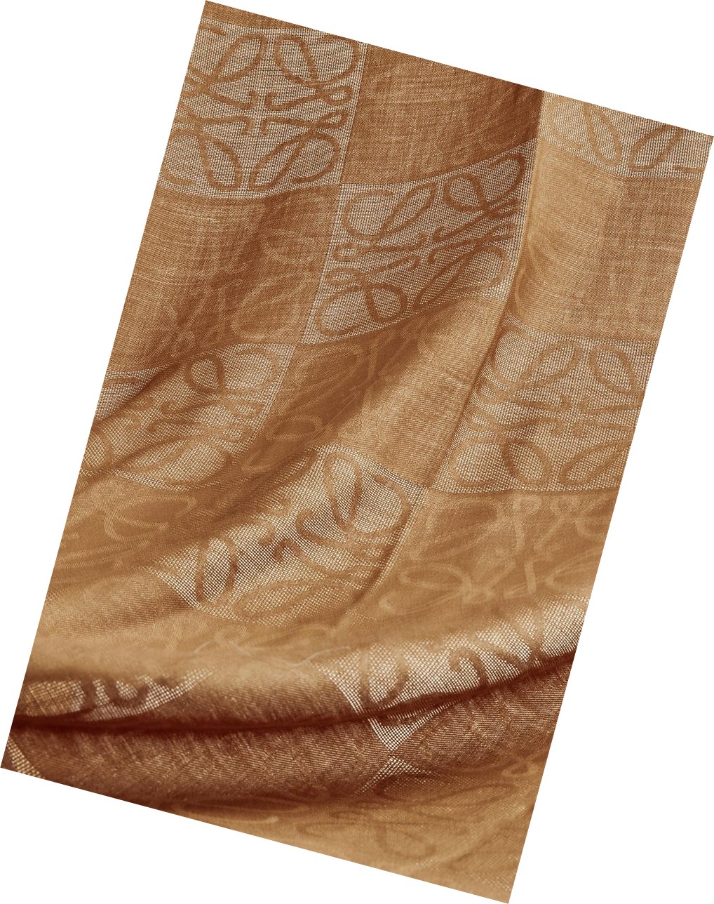 Loewe Damero scarf in wool, silk and cashmere Camel | 2491RMUQA