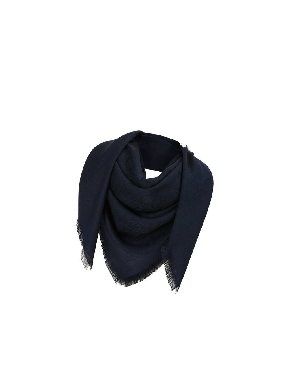 Loewe Damero scarf in wool, silk and cashmere Bleu Foncé | 6912VHYSP