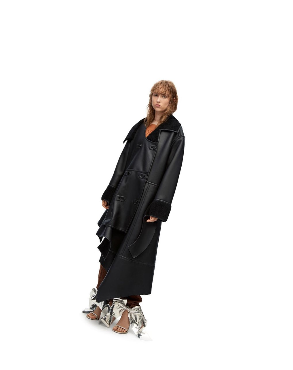 Loewe Deconstructed coat in shearling Noir | 2418KWDVP