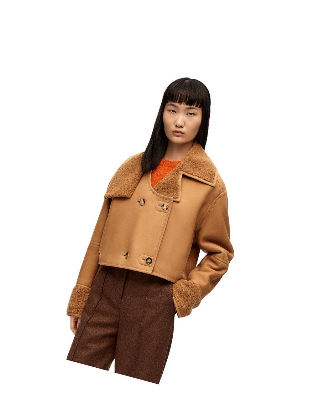 Loewe Deconstructed jacket in shearling Bordeaux | 4732HOCKS